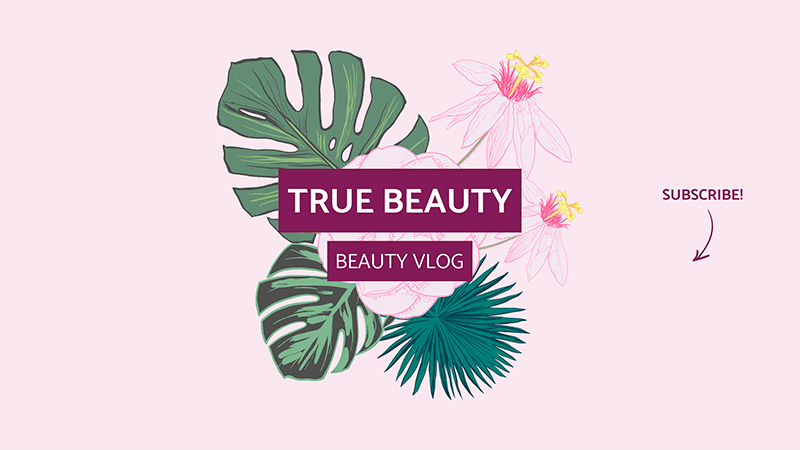 花のグラフィックと美容チャンネル Youtube バナー デザイン テンプレート