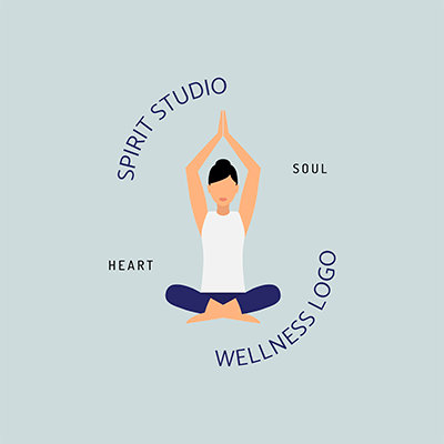 Spiritual Studio Logo Maker mettant en vedette une femme faisant du yoga