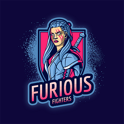 Generador de logotipos de juegos de una valiente guerrera vikinga