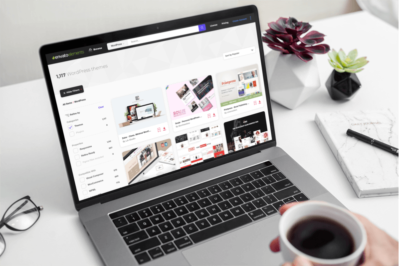 具有 WordPress 模板的 Macbook Pro 樣機