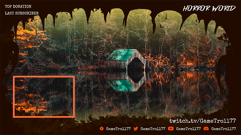 Creator de suprapunere Twitch cu un cadru de cameră web cu o cabană în pădure