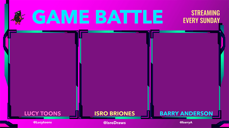 Twitch Overlay Maker pentru un flux de bătălii de jocuri cu o cameră multiplă divizată