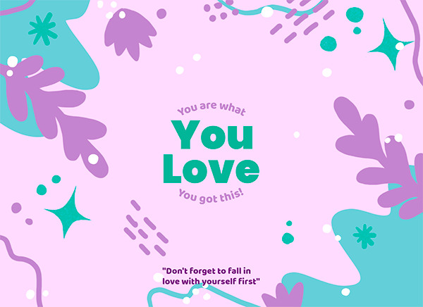 グラフィックデザインの原則としてバランスを表す自己愛のメッセージ付きテンプレート