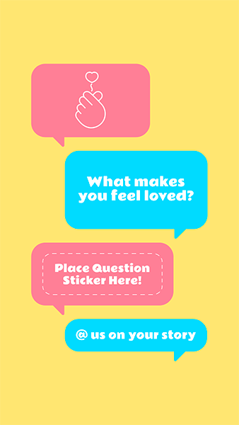 قالب قصة Instagram لعيد الحب يتميز بفقاعات الرسائل والأسئلة