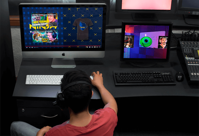 Bir Kayıt Stüdyosunda Imac Ve Pc Mockup Şablonu