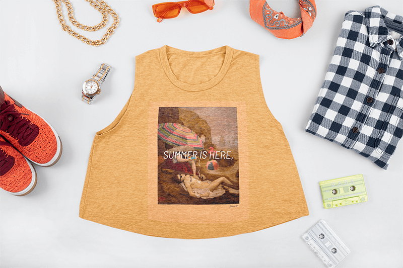 Макет одежды с укороченной рубашкой без рукавов с плоской укладкой