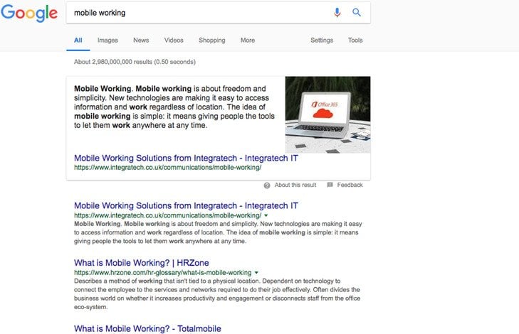 SERP-uri mobile de lucru Mobile working SERPs