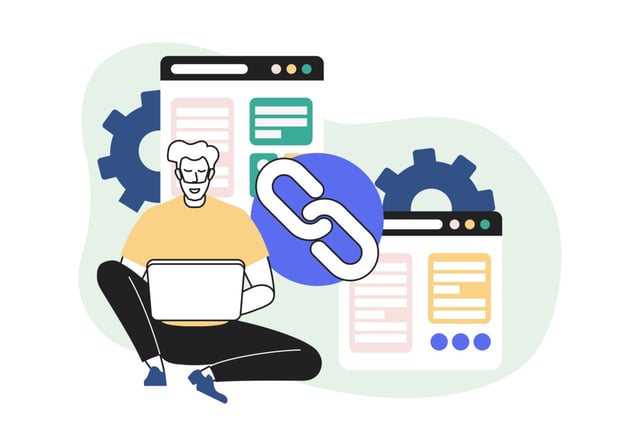 Ghidul SEO suprem pentru companiile tehnologice B2B - link building - imaginea unui om care construiește linkuri