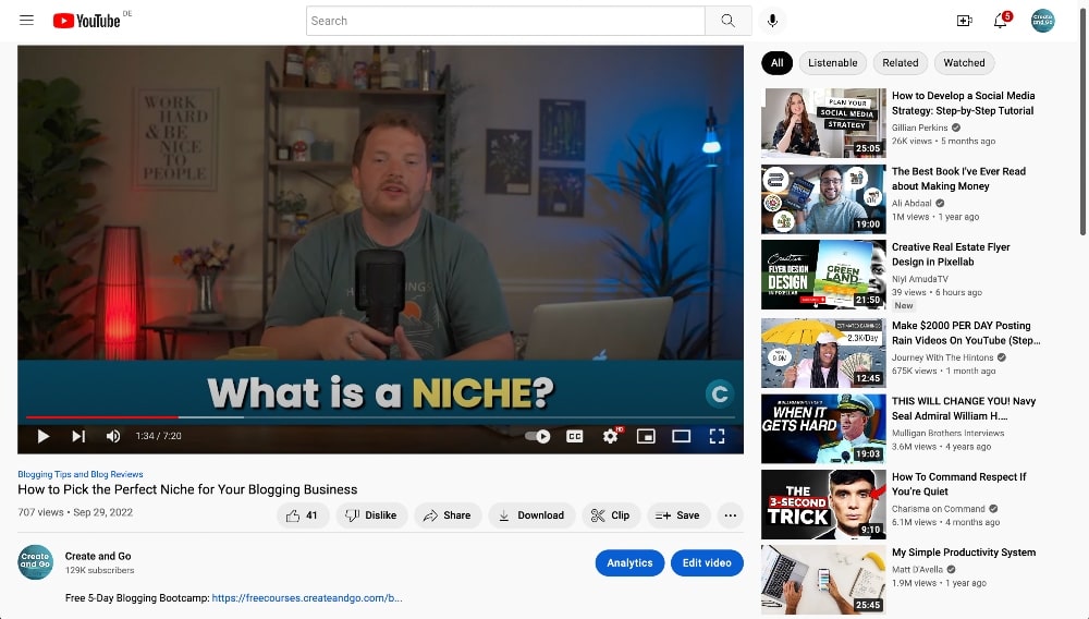 buat dan buka video youtube