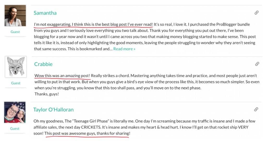 Blog-Kommentare des Publikums