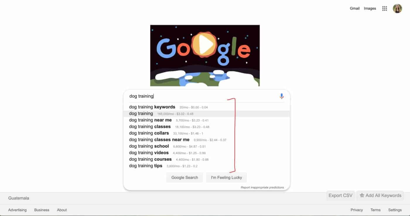parole chiave ovunque estensione