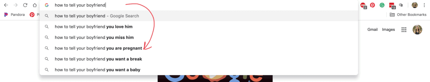 termini suggeriti dalla ricerca su google