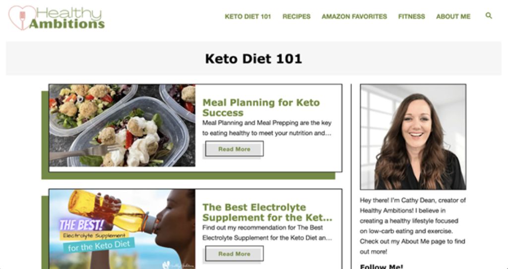 captură de ecran a site-ului cu ambiții sănătoase