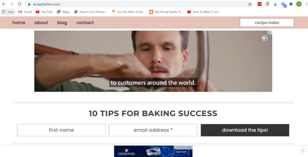 un exemplu de captură de ecran de reclame pentru bucătărie confortabilă