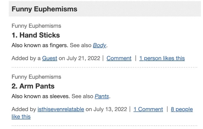 tangkapan layar situs web yang aneh