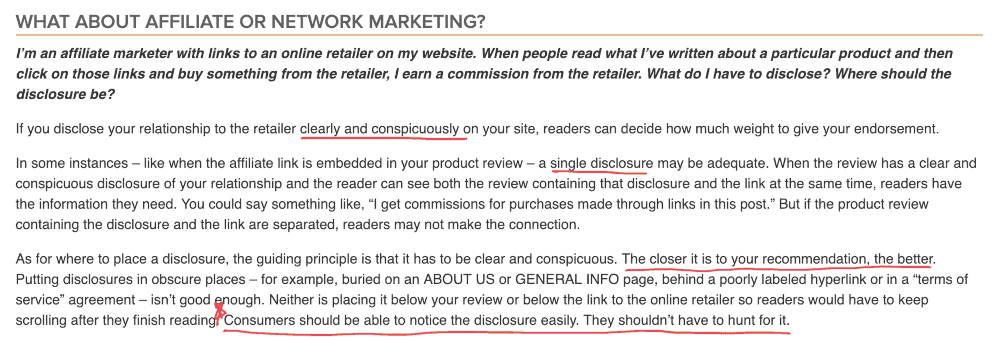 إفصاحات الشركات التابعة للجنة التجارة الفيدرالية