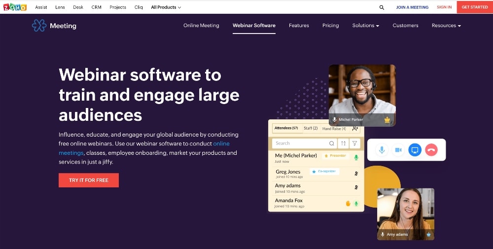 zohomeeting 웨비나 소프트웨어