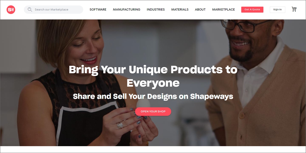 vender produtos impressos em 3D em shapeways