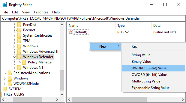 スパイウェア対策エントリの作成