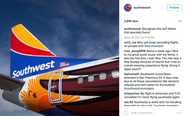 Crisi dei social media del sud-ovest Instagram