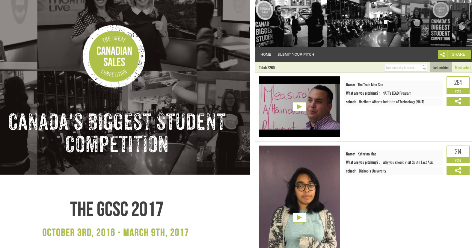 Videowettbewerb zum großen kanadischen Verkaufswettbewerb