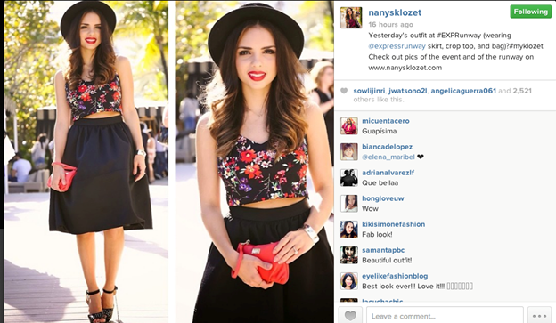 Instagram의 인플루언서 마케팅의 예