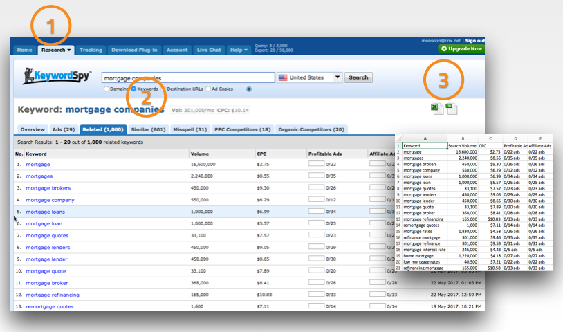 Búsqueda de búsqueda de popularidad Alternativa de Google KeywordSpy