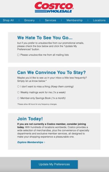 Rezygnacja z subskrypcji Costco