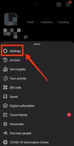 設定オプションをクリックして、古いパスワードなしでInstagramのパスワードを変更します