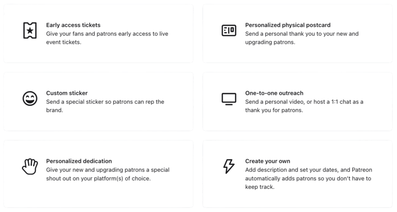 Patreon 为创作者提供的优惠