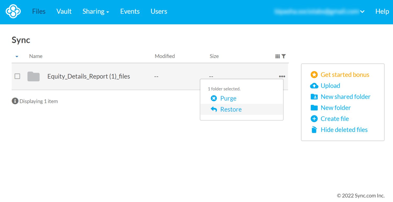 Gelöschte Dateien auf Sync wiederherstellen