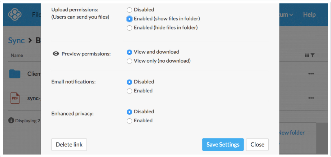 Upload-fähiger Link