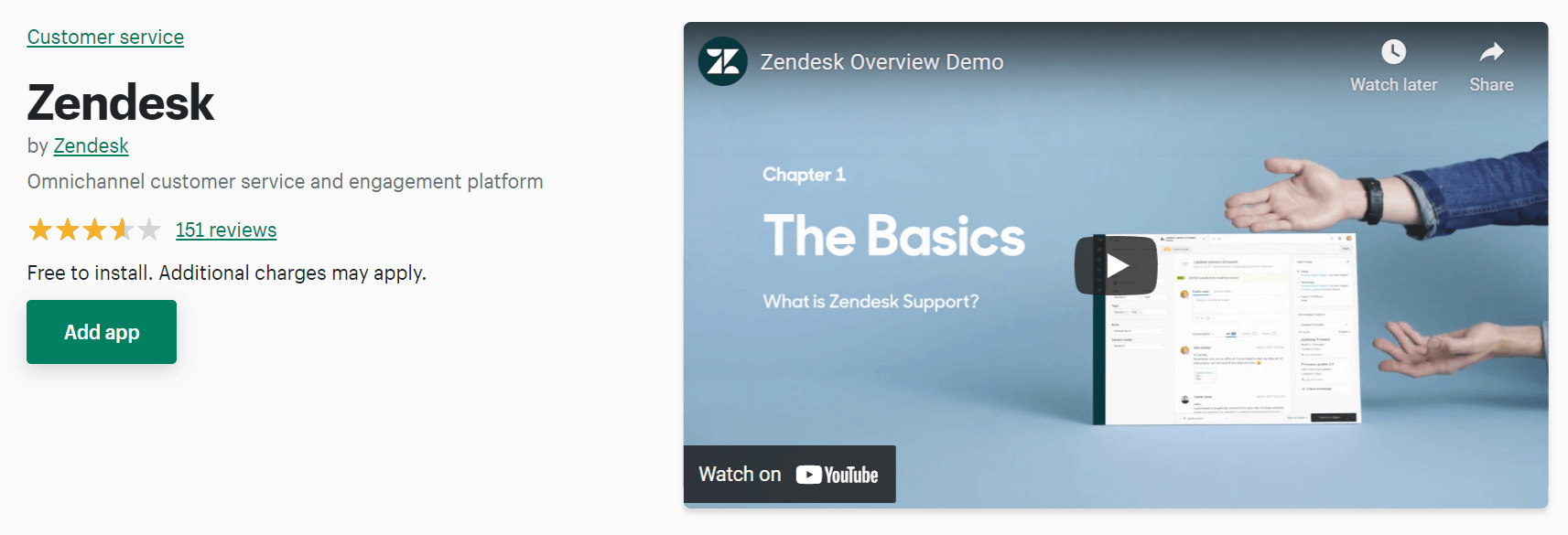 Aplicativo de suporte ao cliente Zendesk