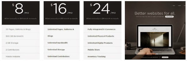 ซอฟต์แวร์สร้างเว็บไซต์อีคอมเมิร์ซ Squarespace Squarespace-e-commerce-website-solutions-and-pricing-plans-650x215