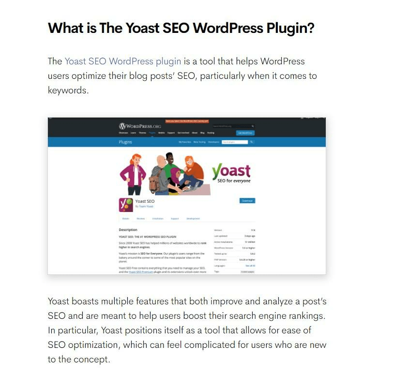 لقطة شاشة لمراجعة Yoast على مدونة Wordable