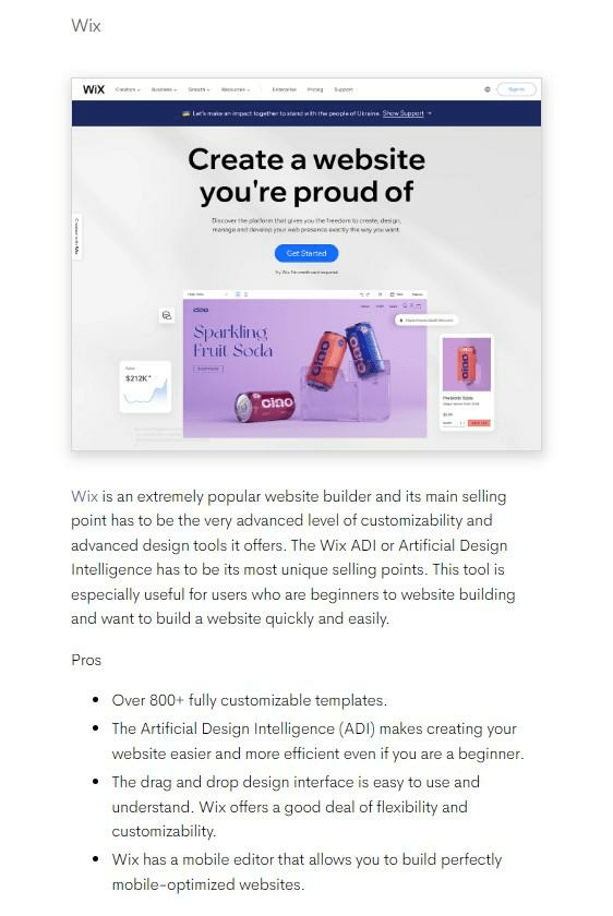 Wix كبديل لـ Weebly على مدونة Wordable