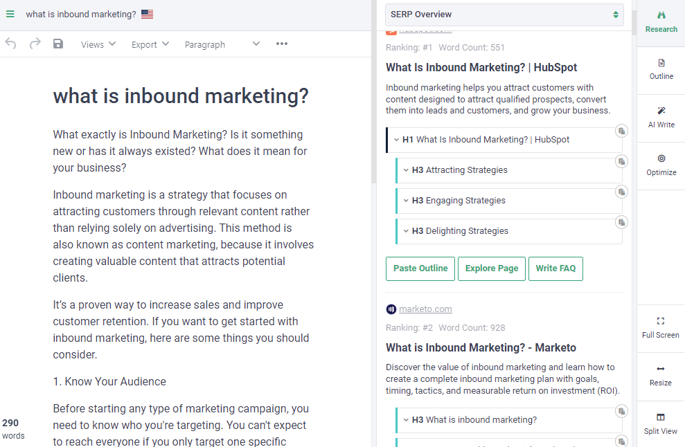 استخدم Frase للبحث عن الكلمات الرئيسية وتخطيط المحتوى