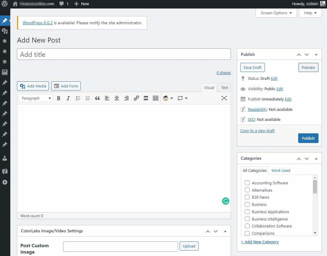 เพิ่มหน้าโพสต์ใหม่บนแดชบอร์ด WP ของบริษัท