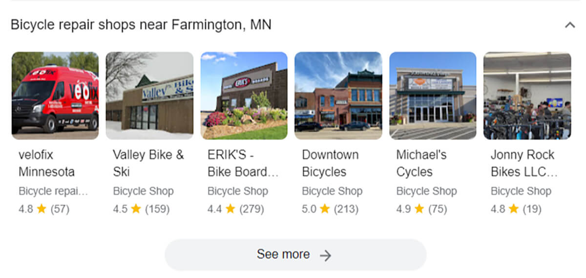 Sternbewertungen, die in SERPs für professionelle Dienstleistungen angezeigt werden