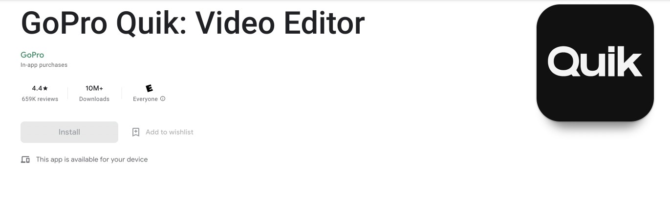 Aplicație de editare video Quik