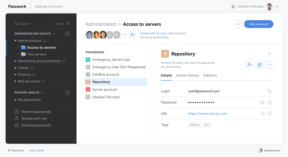 อินเทอร์เฟซ Passwork