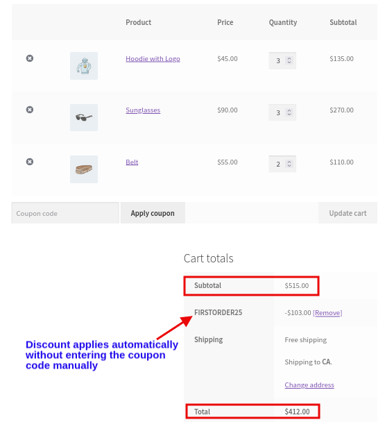 remise appliquée automatiquement