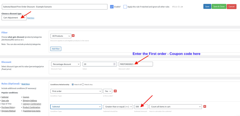 ajustement du panier ajouter un coupon