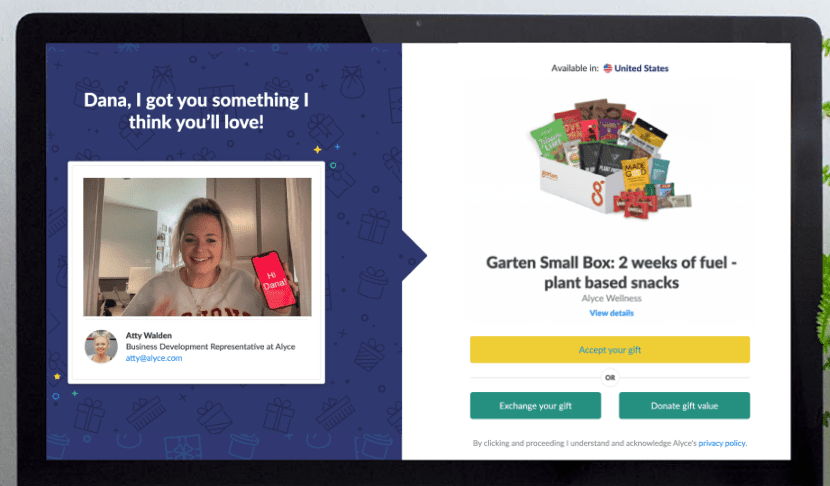 Personalisierte Geschenk-Einladungs-Landingpage für potenzielle Kunden - Alyce