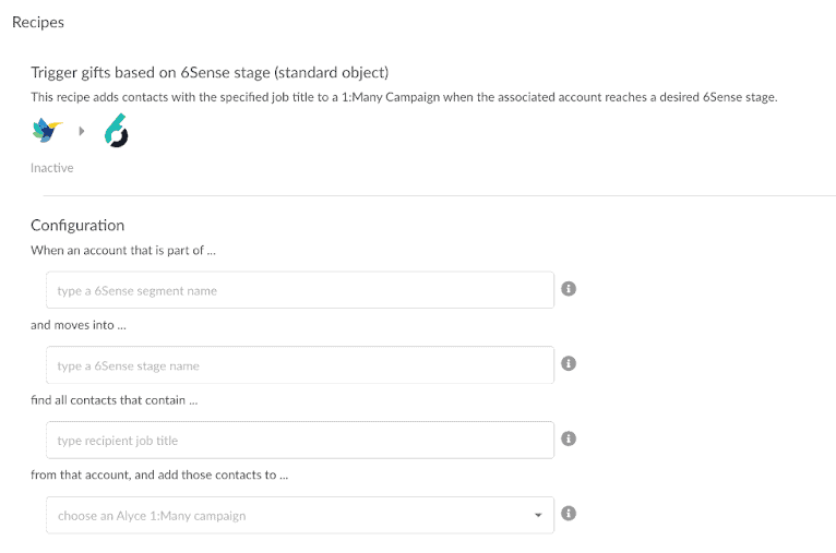 Alyce Gifting-Integration mit 6sense – Auslöser