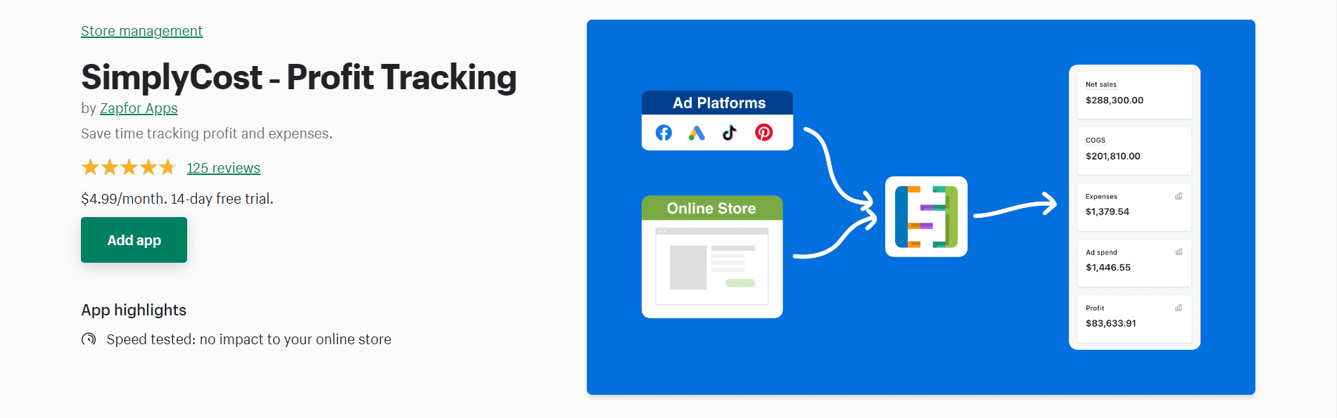 Aplicație simplă de urmărire a profitului costurilor