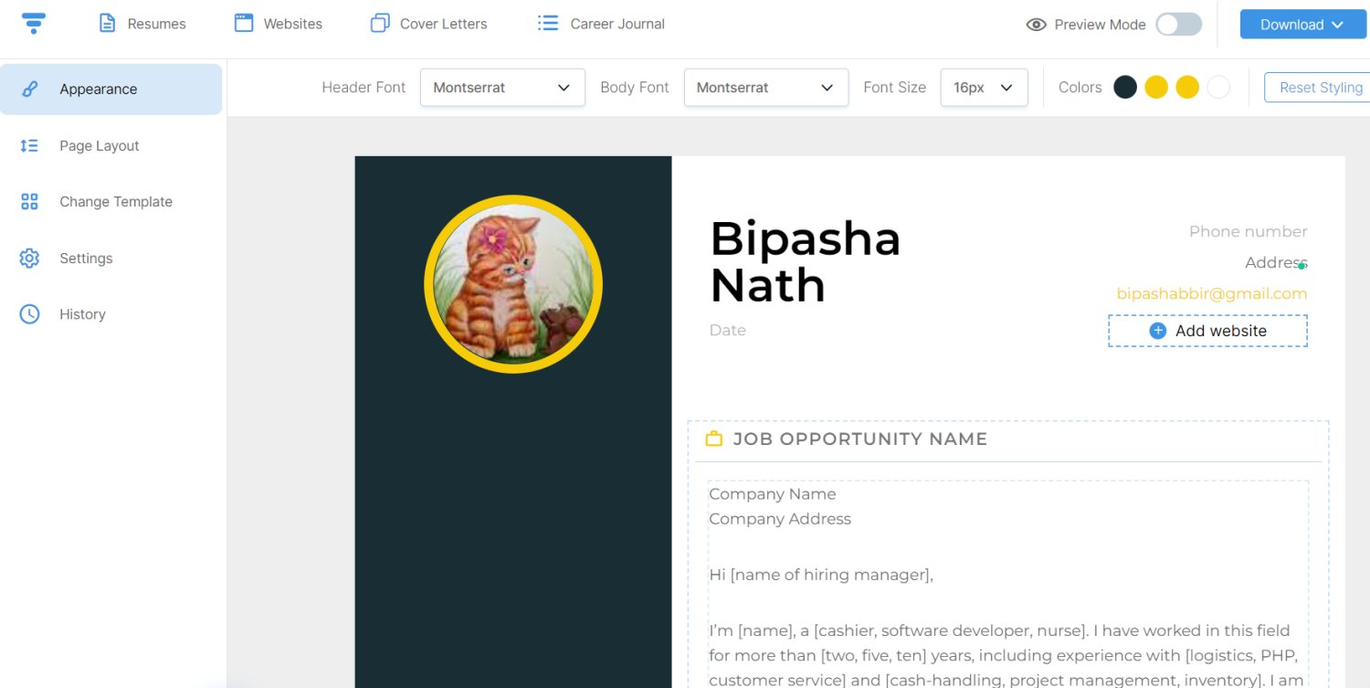 Онлайн-конструктор резюме