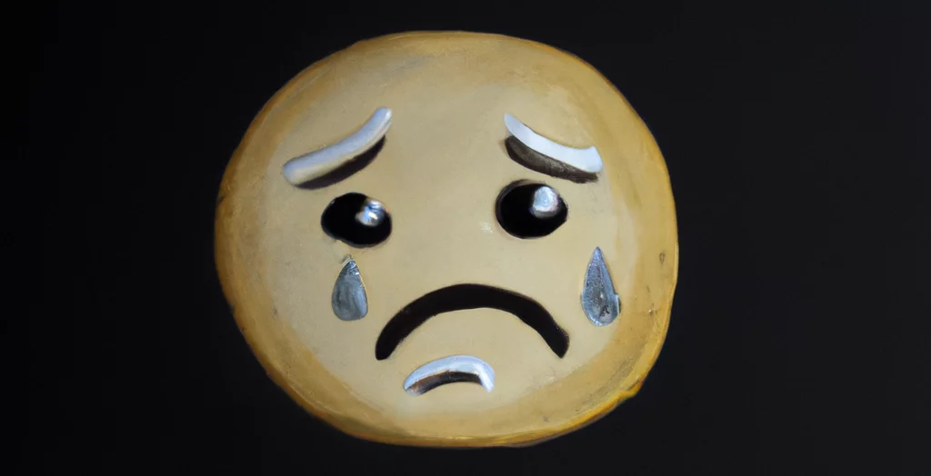 uma pintura a óleo de um biscoito chorando