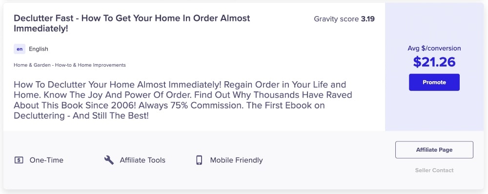 Produto afiliado de casa e jardim ClickBank