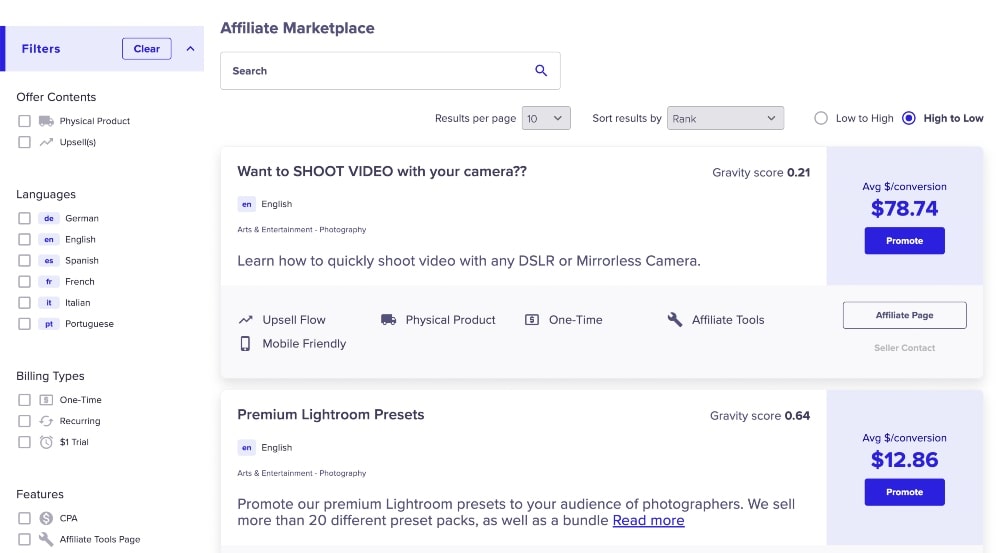 Programas de afiliados do ClickBank para fotografia